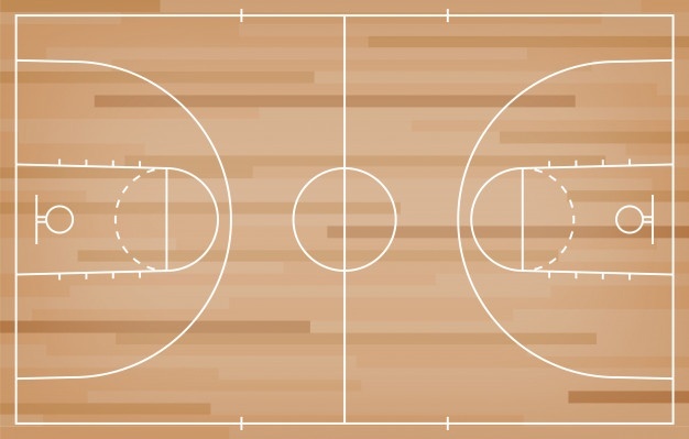 única quadra de basquete de desenho de uma linha com dois